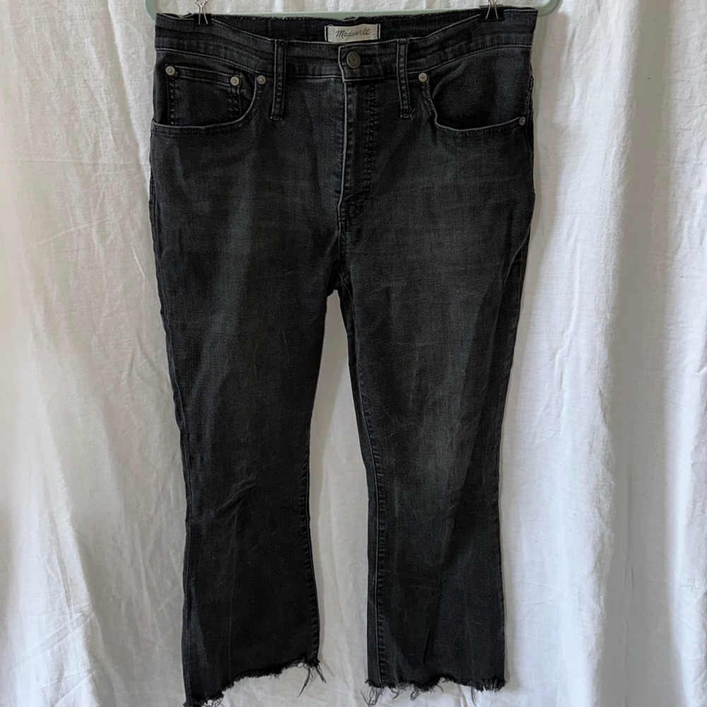 Madewell black cropped flare jeans